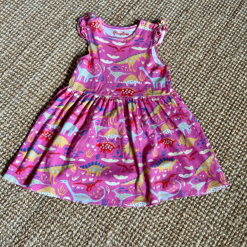 Piccolina Pink Dinosaur Print Kids Dress size 7